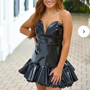 LAVISH tuscaloosa black mini ruffle dress